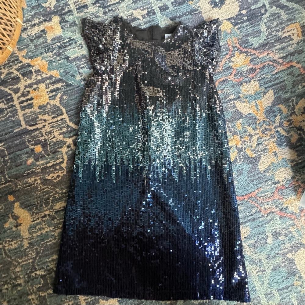 Gap Kids Girls Navy Ombre Sequin Flutter Dress - Size XXLarge/14/16